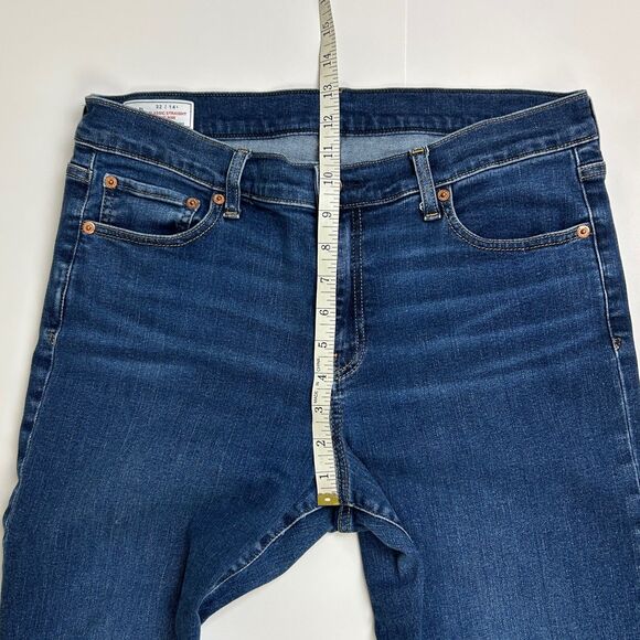 Gap Classic Straight Mid Rise Jeans Dark Blue Denim Raw Hem Cotton 14 Long Tall - Picture 7 of 12